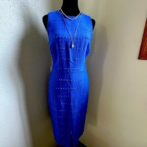 Brilliant blue sleeveless sheath dress from Ann Taylor. NWT. Size 2 runs large.